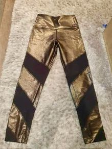 PINK Victoria's Secret Ultimate Leggings Size S Gold Shimmery Mesh Panels