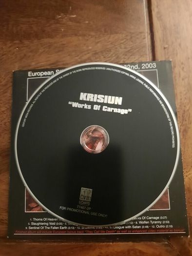 KRISIUN: Works of Carnage CD- 2003 Promo