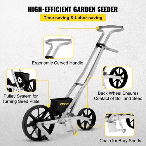 Garden Seeder, Metal Precision Garden Push Seeder With 6 Seed Plates, Walk-Behind Row Crop Planter, Manual Garden Lawn Spreader for Sowing Seeds, Backyard Agriculture for Various Seeds (FREE SHIPPING)