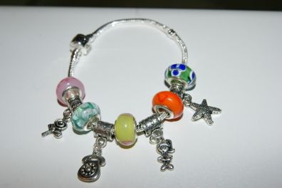 Christmas Pandora Style Bracelet with Tibetan Bead and Pandora Style Beads 925