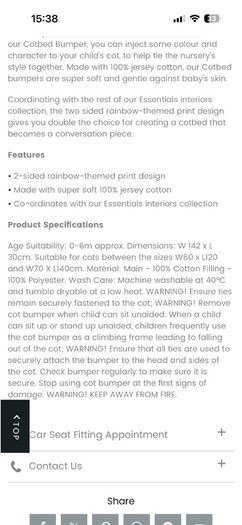 Mamas and Papas Cotton cot bumper