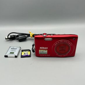 Nikon Coolpix S3300 16MP Digital Camera Red - Full Kit