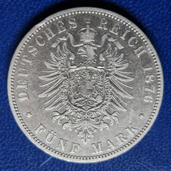 Germany A 1876 Prussia 5 Mark - William I Silver coin