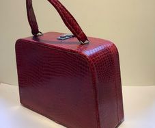 Vintage Red Mid Century 1960s Travel Make Up Vanity Case Handbag
