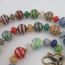 Antique Venetian Style MultiColor Stripe`Pattern Glass Beads Necklace Image 4