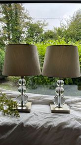 Pair of Glass Crystal-Style Table Lamps