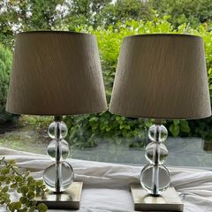 Pair of Glass Crystal-Style Table Lamps