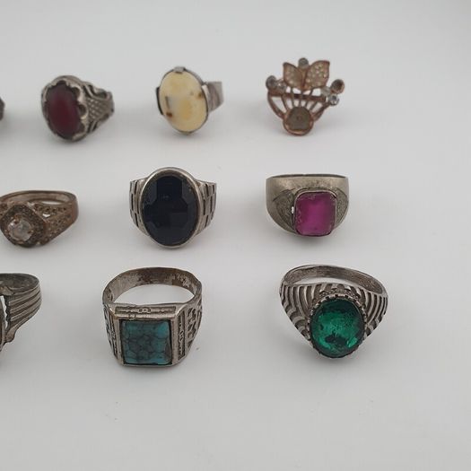 Bohemian Antique Jewellery Bundle 15 Mixed Brass Statement Rings