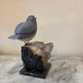 Hand-Carved Blue Tit on Raw Amethyst Cluster Base Image 7