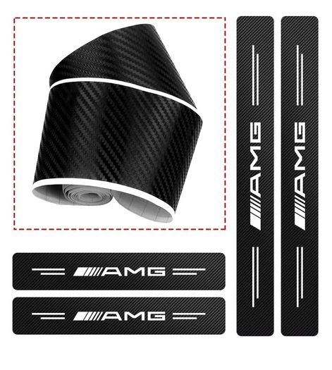 4pcs Carbon Fiber Anti Scratch Scuff Pedal Car Door Sill Protector Stickers For Mercedes Benz AMG W124 W202 W203 W204 W210 W211