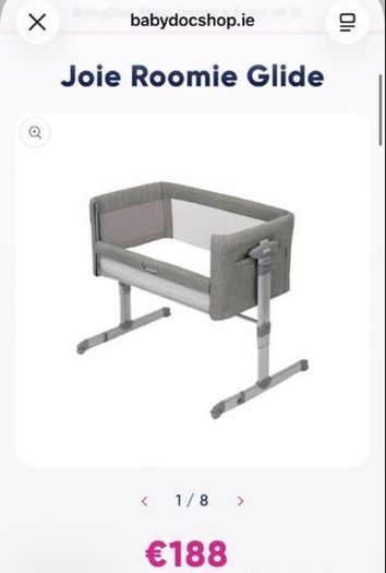 Joie Roomie Glide bedside crib for sale in Foggy Grey