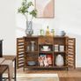 _Sideboard, kitchen cabinet, side cabinet with drawer and lamellar doors, for kitchen, dining room, living room, industrial design, vintage brown-black Image 2