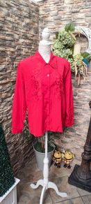 Vintage red blouse with embroidered detail uk 16