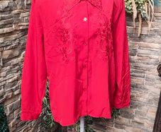 Vintage red blouse with embroidered detail uk 16