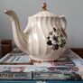 Vintage Sadler England Dark Red and White Roses Teapot Image 3