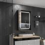 Bathroom Mirror Cabinet with Lights and Shaver Socket Black LED Medicine Cabinet Wall Mounted with Shelf 3 Color Temperature Adjustment Demister Feature 500 x 700mm Image 4