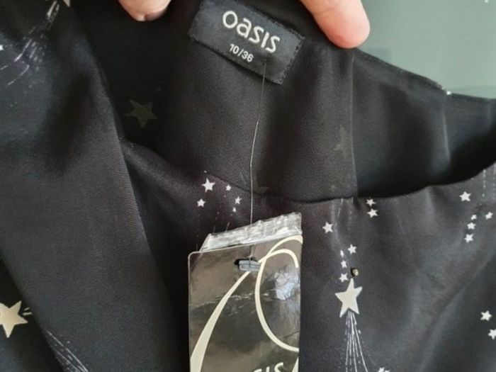 OASIS Rockstar silk n stud one-shoulder Sz 10 - Bnwt Rrp 81 euro