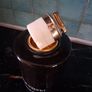 Large ceramic brass table lighter BV Canadian Whisky Image 4