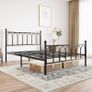 Double Metal Bed Frame 135 x 190 cm with Headboard and Footboard Heavy Duty Foundation,Metal Slat Support, Black Image 4