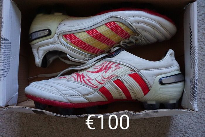Football Boots Adidas Predator X White/Red Beckham (2009) Size 7.5UK FG