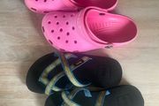 Girls summer shoes Crocs and Teva size 13