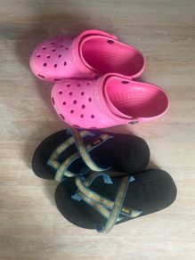 Girls summer shoes Crocs and Teva size 13