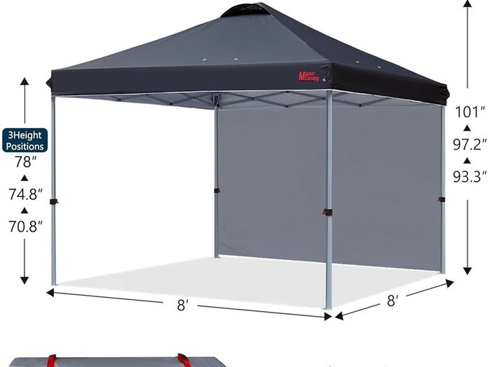 Durable Ez Pop-up Gazebo Tent with 1 Sidewall (2.5x2.5M,Black)