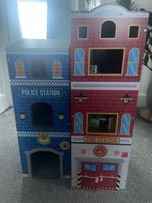 Wooden play set - fire and police station