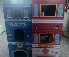 Wooden play set - fire and police station