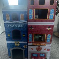 Wooden play set - fire and police station
