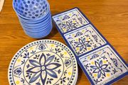Dunnes Stores Blue Melamine Summer Dining Set, 21 Pieces