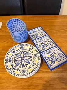 Dunnes Stores Blue Melamine Summer Dining Set, 21 Pieces