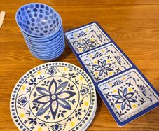 Dunnes Stores Blue Melamine Summer Dining Set, 21 Pieces