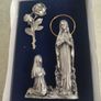 Lourdes Decoration IN BOX blue velvet Mary and Bernadette WITH A rose  ALAGROTTE BENIE JAI PRIE POUR VOUS Image 3