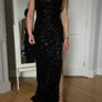 Gorgeous black ball gown with sequins and side slit Image 3