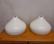 2 Large White Metal Light Lampshades