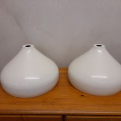 2 Large White Metal Light Lampshades