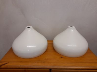 2 Large White Metal Light Lampshades