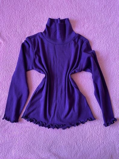 Brand new Girl's Purple Long Sleeve Ribbed Roll Neck Top