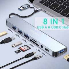 Multi adaptor 8 in 1 USB-C Hub Docking Station USB 3.0, SD TF Reader and 3.5mm Audio