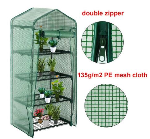 Mini Greenhouse for Indoor Outdoor Small Plant Greenhouses 4 Tier Rack Stands, Portable Heavy Duty Garden Green House