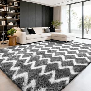 Rugs Living Room- 160x230cm Fluffy Shaggy Area Rugs for Bedroom - Large Anti Slip Rug - Washable Modern Floor Carpets - Soft Thick Pile Bedside Rug for Kids Bedroom, Nursery