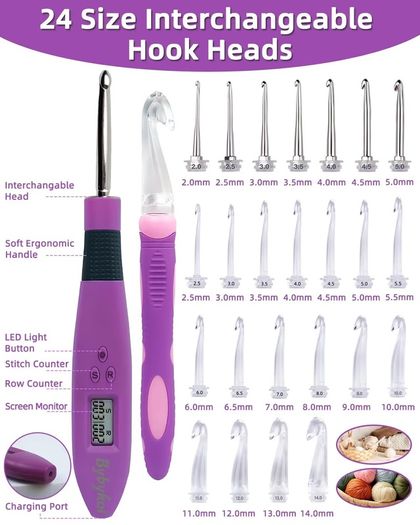 Brand New Light-Up Crochet Hook Set