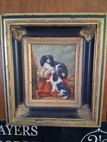 Naive Oil Painting King Charles Cavalier dogs