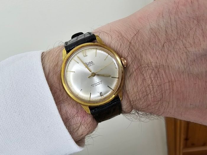 Vintage Swiss Made Ajax Incabloc Swiss Watch Gold Plated 1960s