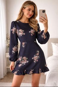 Lovely flower light dress black size S/M