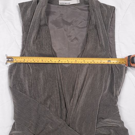 Karen Millen Taupe Grey Draped Asymmetric Wrap Sleeveless Midi Cocktail Dress 8UK/36EU