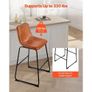 Bar Stool Set of 4, 65cm Counter Height Stools, Modern PU Leather Counter Barstool with Backrest, Metal Legs, Easy Assembly Armless Bar Chair, Island Barstool for Kitchen, Dining Room, Brown Image 3