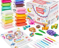 24 Colors Air Dry Clay For Kids With 8 Modelling Clay Tools, Project Booklet & 24 Poly Bags for Sculpting, DIY, Art & Crafts Ultra light, Fine, Soft, Self Drying Foam Clay Perfect Gift for All Ages (FREE SHIPPING)