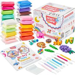 24 Colors Air Dry Clay For Kids With 8 Modelling Clay Tools, Project Booklet & 24 Poly Bags for Sculpting, DIY, Art & Crafts Ultra light, Fine, Soft, Self Drying Foam Clay Perfect Gift for All Ages (FREE SHIPPING)